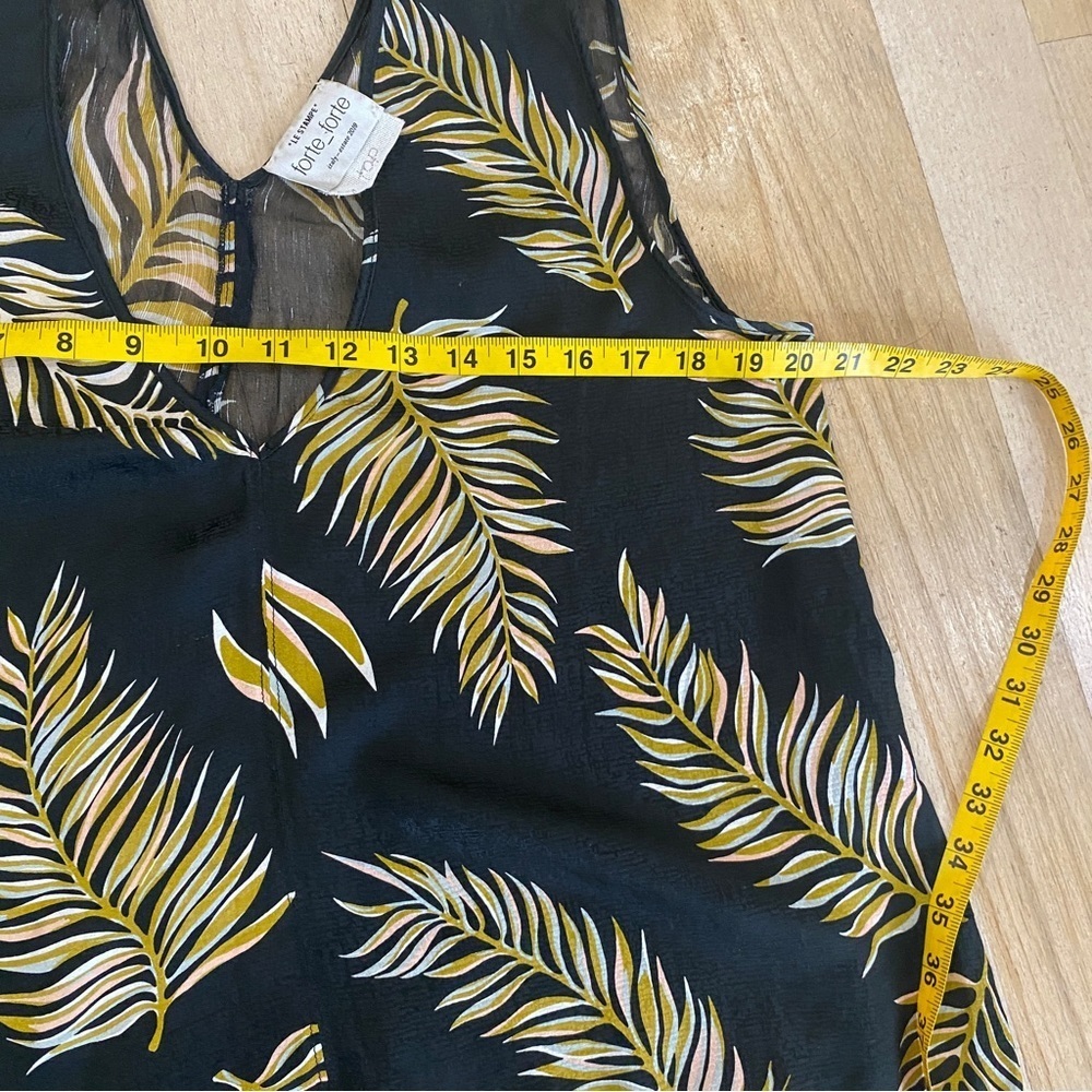Forte forte 100% silk desert leaf print voile top in black and gold - Picture 9 of 14